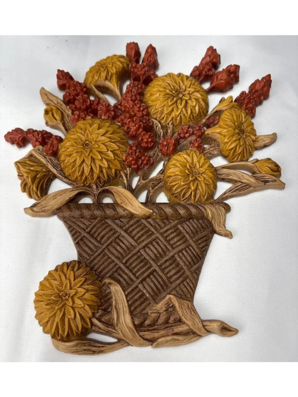 Burwood Basket of Flowers Wall Hanging 2006 - Yellow & Red Floral Decor